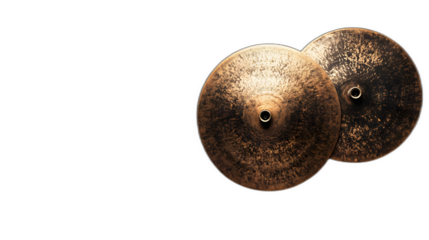 A pair of cymbals placed against a solid black background