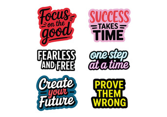 Colorful motivational quotes and empowering affirmations typography design