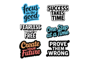 Motivational quotes and positive affirmations colorful typography design