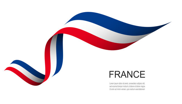 France flag on Waving ribbon, France Independence Day. - Powered by Adobe