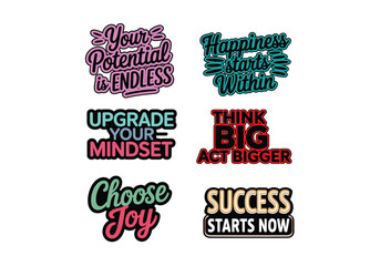 Empowering motivational quotes with vibrant typography for personal growth vector illustration