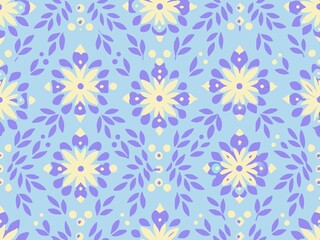 Fototapeta premium seamless pattern with flowers and leaves, floral pattern for textile design and digital papers, seamless background with leaves