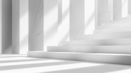 Fototapeta premium Modern, minimalist architectural interior, bathed in sunlight