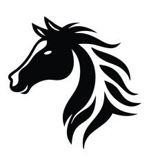 Stylized Horse Head Vector – Bold Tribal Stallion Illustration in Black and White for Logos, Tattoo Art & Equestrian Branding.