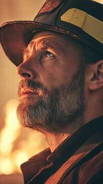 Firefighter stands resilient amid flames showcasing bravery in action