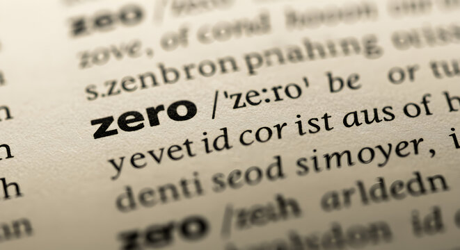 Zero Definition in Dictionary With Macro Lens and Soft Warm Lighting in Close Up