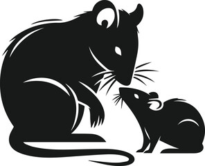 Fototapeta premium Rat silhouette animal black vector