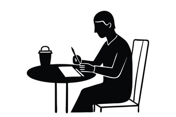 Fototapeta premium Taking Notes in a Coffee Shop Illustration