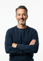 Confident entrepreneur in a modern suit, radiating poise and a bright expression