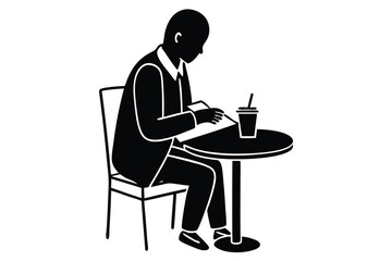 Taking Notes in a Coffee Shop Illustration

