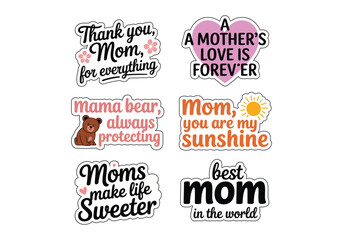 Heartfelt Mother's Day quotes with vibrant typography and loving messages vector illustration
