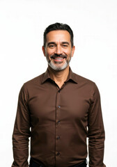 Obraz premium Handsome marketing specialist in a modern look, standing with a satisfied grin