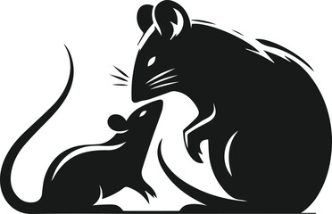 Rat silhouette animal black vector