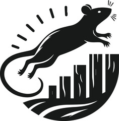 Rat silhouette animal black vector