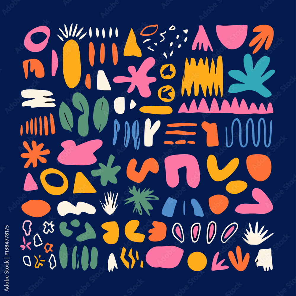 Poster abstract shape pattern: a vibrant and playful collection of abstract shapes and forms in a diverse a