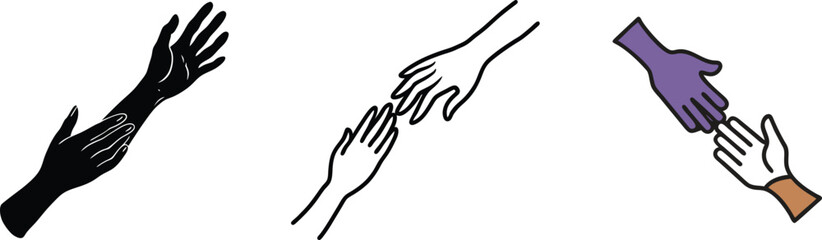 Reaching Out Hands Extending Help, Support, and Connection