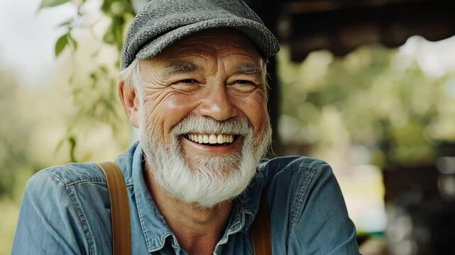 A senior citizen enthusiastically learning a new language through an online language exchange program.