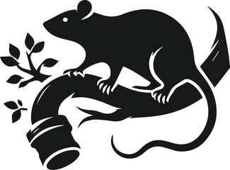 Rat silhouette animal black vector
