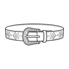 A black and white belt illustration line art of a coloring page