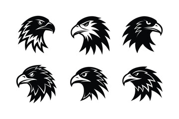 set of eagle vector silhouette illustration.