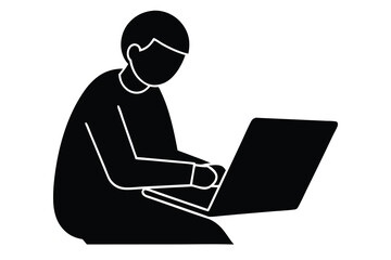 Taking Notes on a Laptop Illustration

