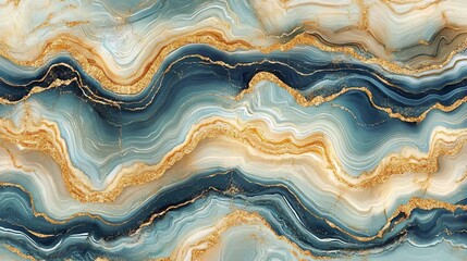 Obraz premium Elegant abstract fluid art with teal and gold accents for sophisticated designs