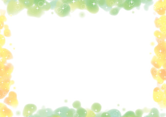 緑と黄色の絵の具のやさしい白背景フレーム