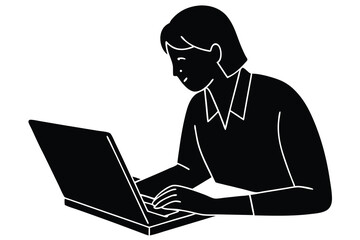 Taking Notes on a Laptop Illustration

