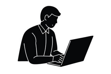 Taking Notes on a Laptop Illustration

