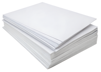 Stacked pile of A4 white paper sheets isolated on transparent background Generative Ai.
