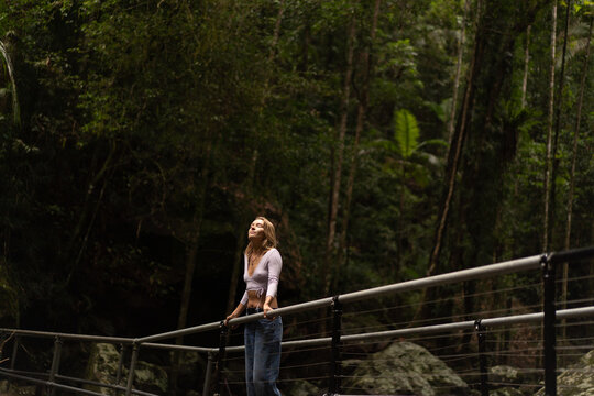 Woman on the Waterfall trail in Australia