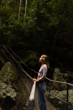 Woman on the Waterfall trail in Australia