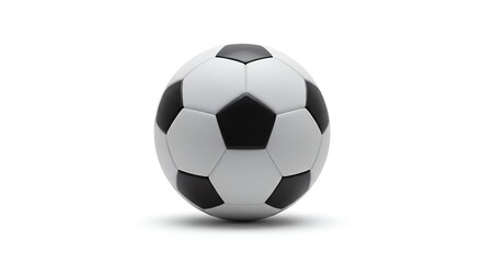 Fototapeta premium Classic black and white soccer ball against a clean, bright white background