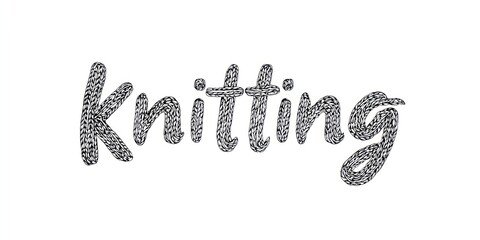 Creative knitting letter design in one line art on white background