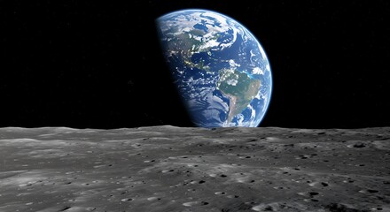 Lunar Horizon, Earthrise AI Generated