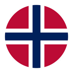 Obraz premium The flag of Norway. Flag icon. Standard color. Round flag. Computer illustration. Digital illustration. Vector illustration.