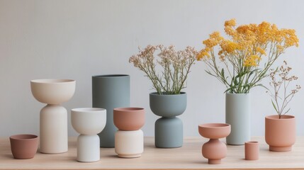 Elegant Assortment of Modern Ceramic Vases Displaying Aesthetic Appeal