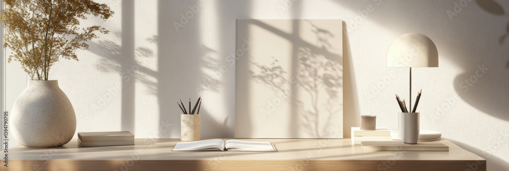 Leinwandbilder professional working in a minimalist office while writing in a stylish notebook with natural light i