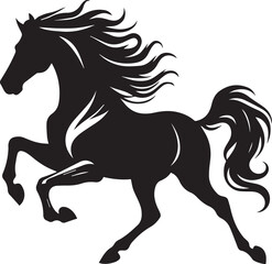 Black horse vector illustration silhouette of a wild running stallion