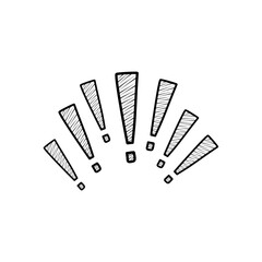 Doodle exclamation mark hand drawn sketch vector illustration isolated on white background.