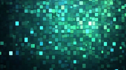 Fototapeta premium Abstract mosaic of vibrant teal cubes in digital space background