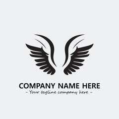 Wing illustration black and white for logo company vector image
