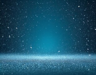 무작위로 떨어지는 눈송이. 눈 내리는 하늘 흰색 청록색 배경.