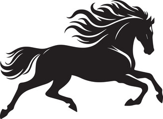 Obraz premium Black horse vector illustration silhouette of a wild running stallion