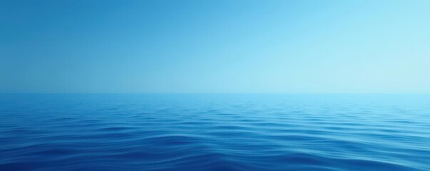 Fototapeta premium Soft ocean horizon with gentle blue gradient blending dark navy and pale sky blue hues , gradient, waves