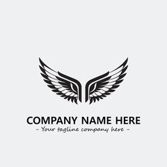 Wing illustration black and white for logo company vector image
