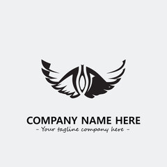 Wing illustration black and white for logo company vector image
