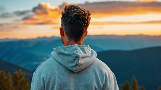 A young man watching a live-streamed masterclass on personal development and motivation.