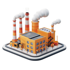 Factory 3D Icon Isolated on Transparent Background