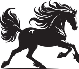 Obraz premium Black horse vector illustration silhouette of a wild running stallion